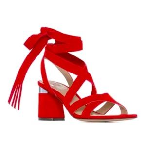 Paige Jodie Suede Wraparound Block Heel Sandals Size 8.5